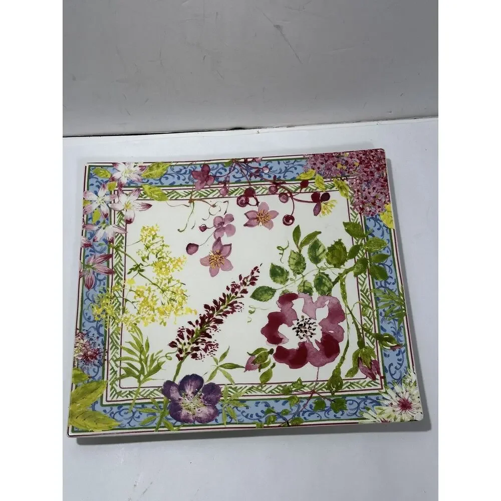 Gien France Millefleurs Floral Square Plate Tray Platter 11.5